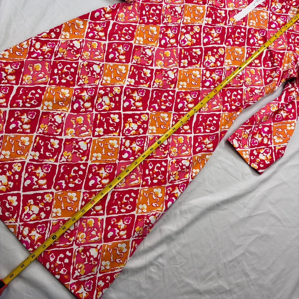 J. McLaughlin 1/4 Zip Catalina Cloth Geometric Red Orange Dress - Picture 3 of 14